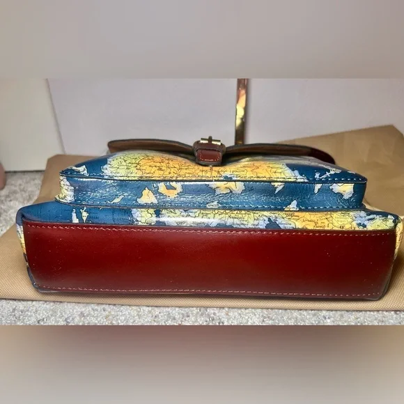 Patricia Nash Avellino Crossbody Leather Bag Front Pocket Greek Map NWT - Picture 6 of 8